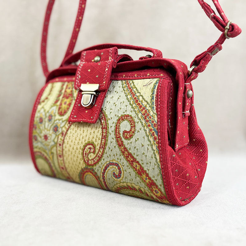 9" Classic Satchel Raspberry Paisley