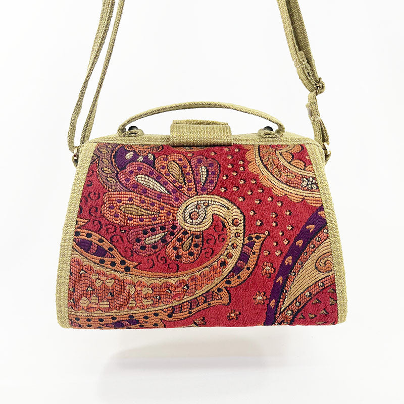 9" Classic Satchel Burgundy Paisley