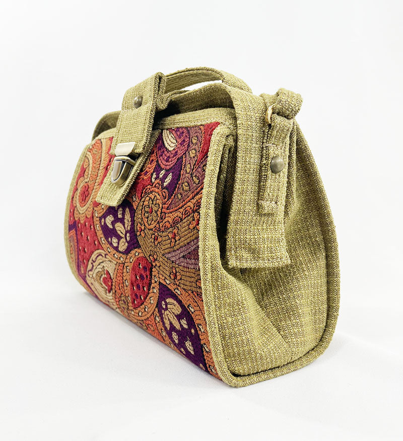 9" Classic Satchel Burgundy Paisley
