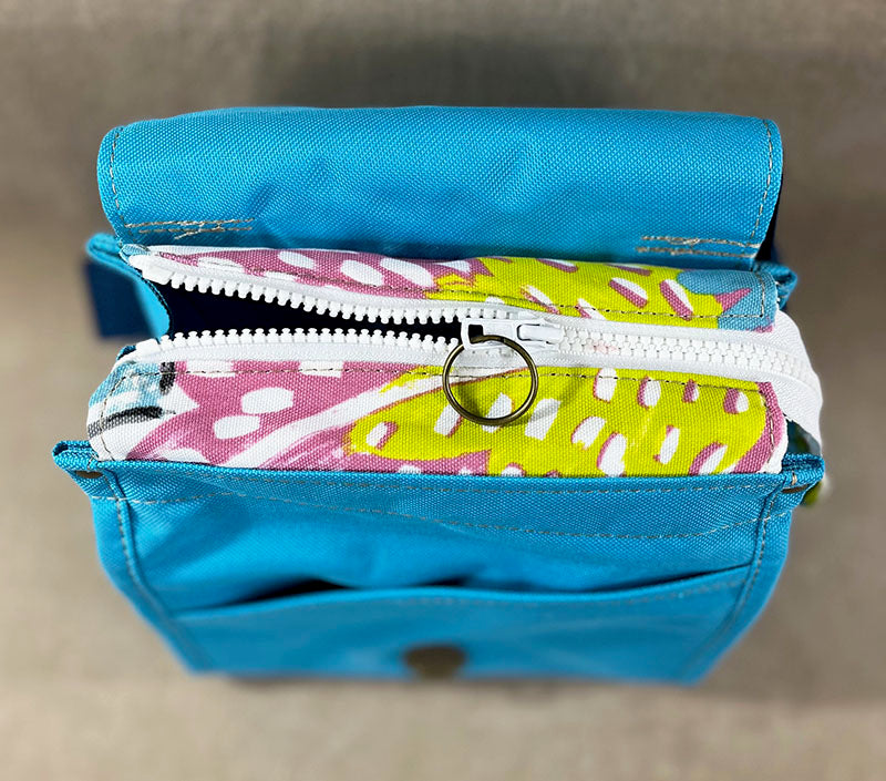 Utility Satchel Turquoise Leaves