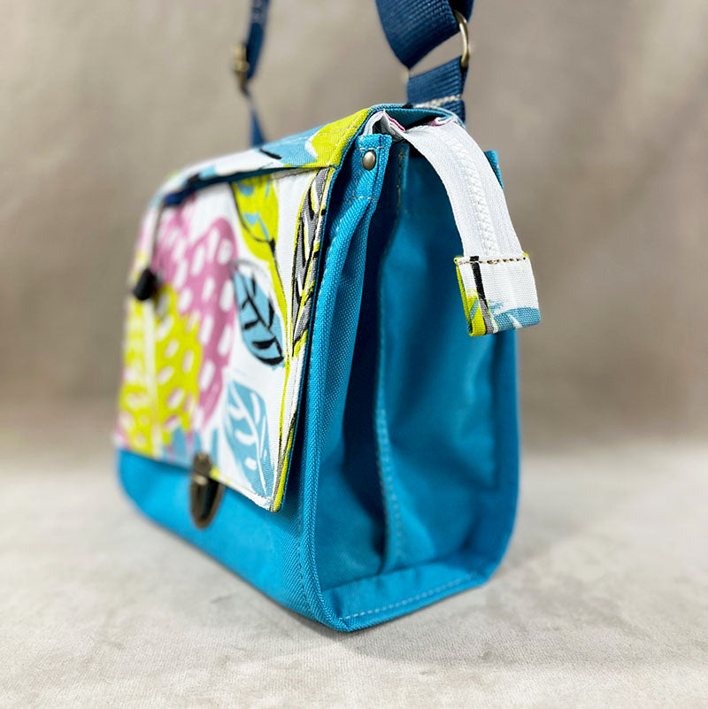 Utility Satchel Turquoise Leaves
