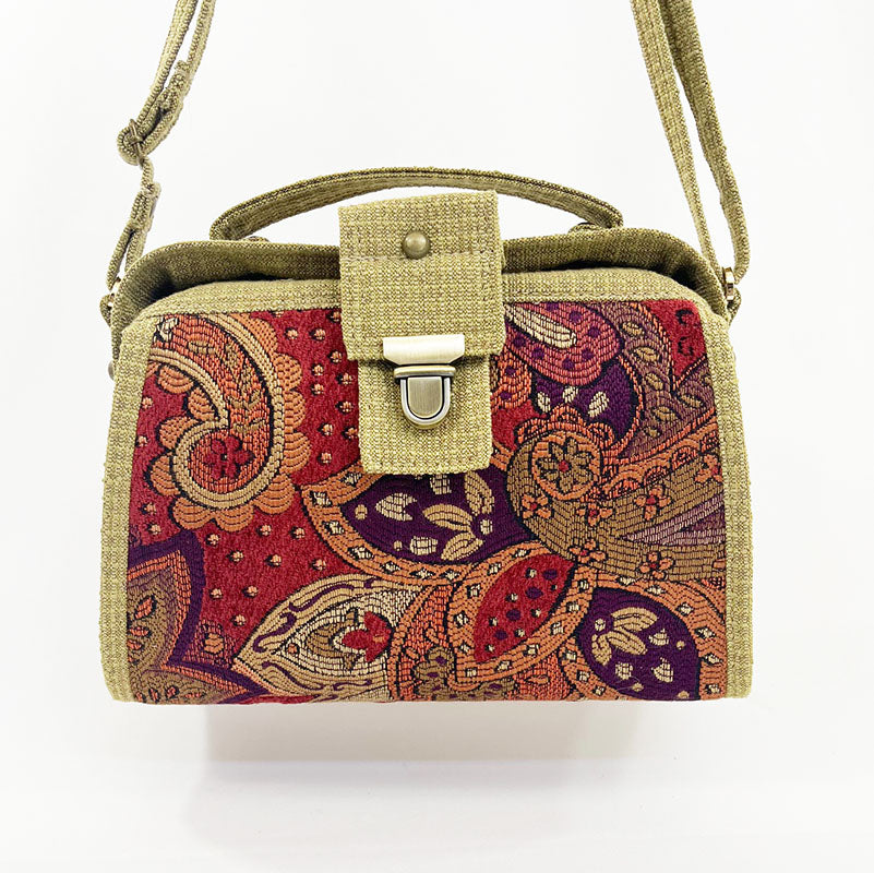 9" Classic Satchel Burgundy Paisley