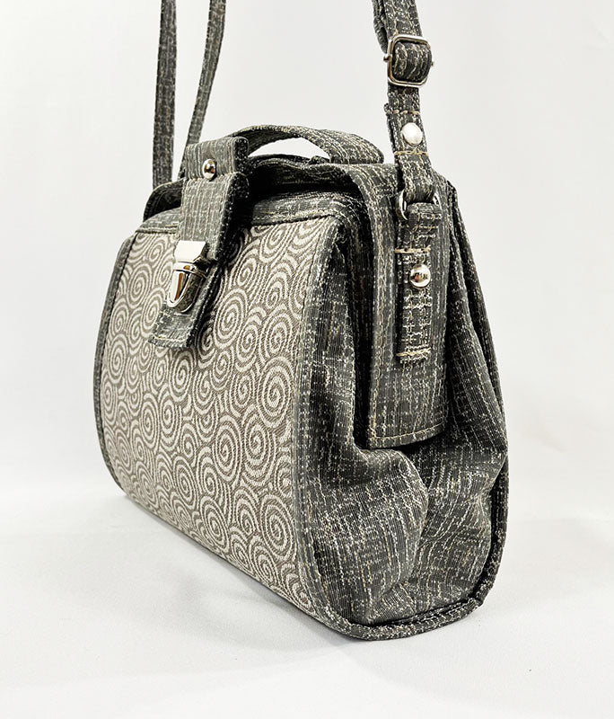9" Classic Satchel Silver Swirls