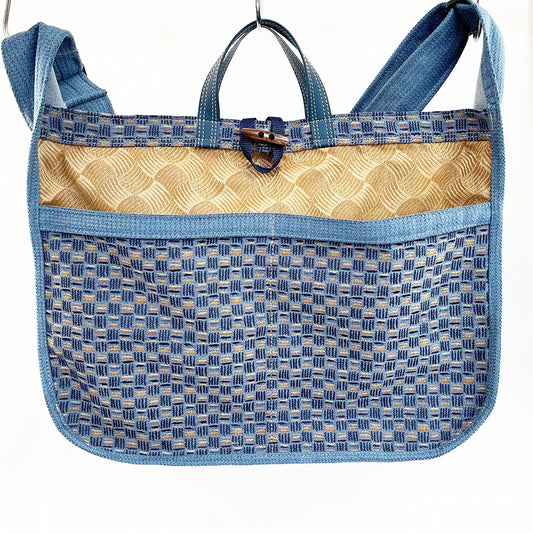 Cross Body Satchel Blue/Gold Weave