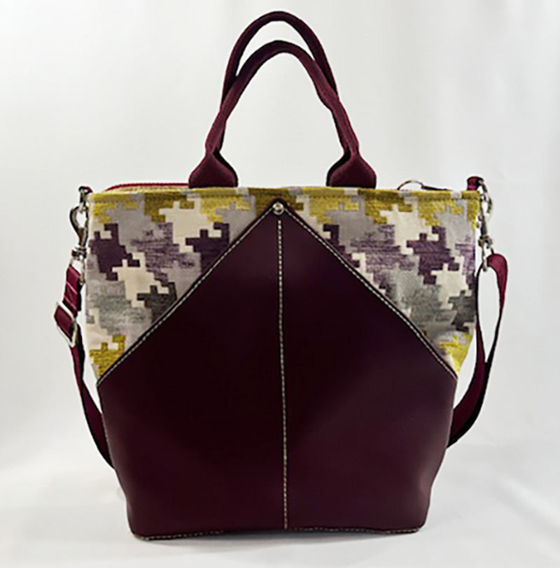 Peak Cross Body Satchel Burgundy Puzzle