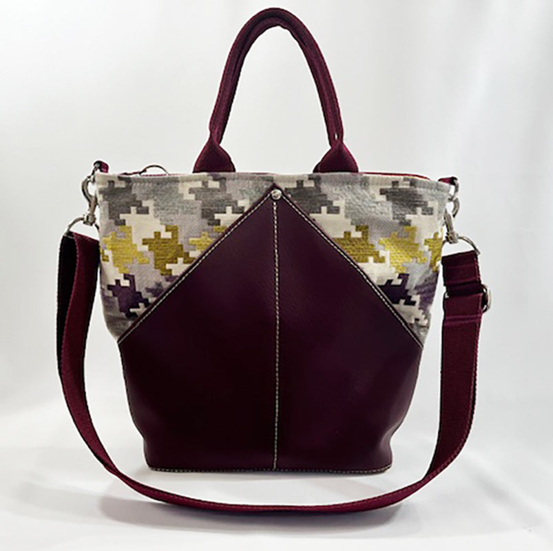 Peak Cross Body Satchel Burgundy Puzzle