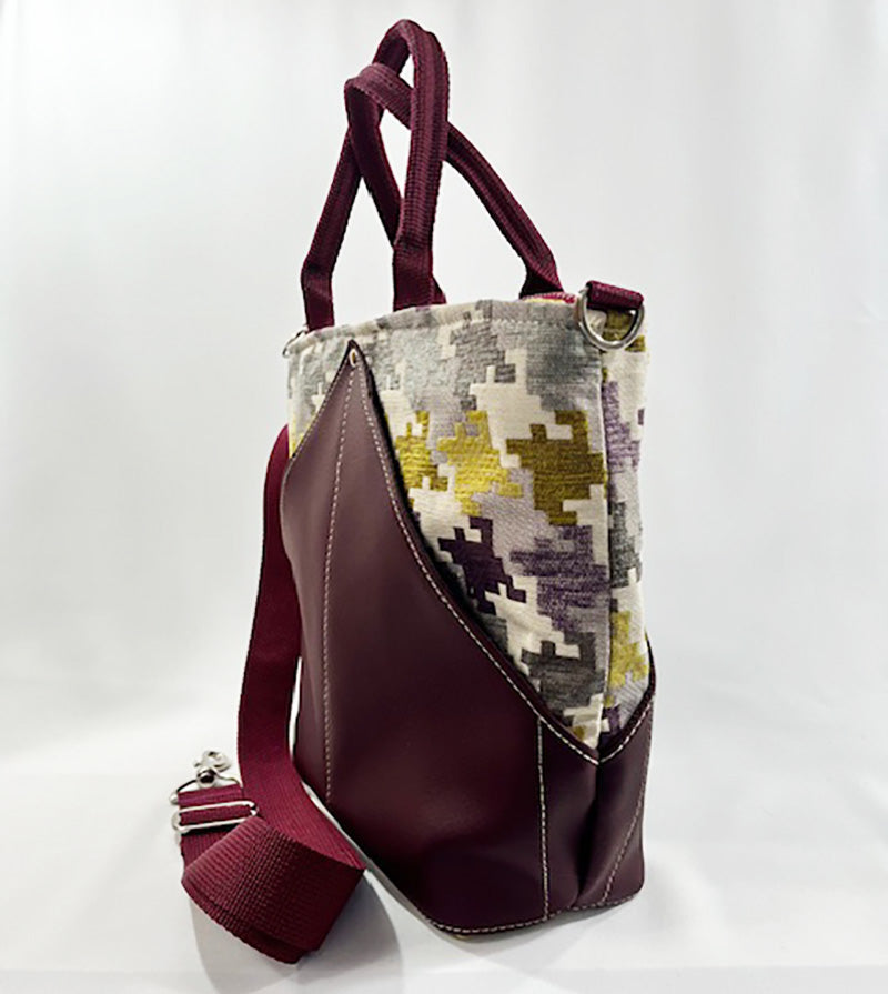 Peak Cross Body Satchel Burgundy Puzzle