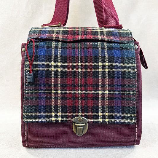 Utility Satchel Burgundy Plaid