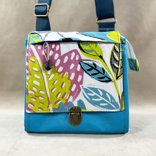 Utility Satchel Turquoise Leaves